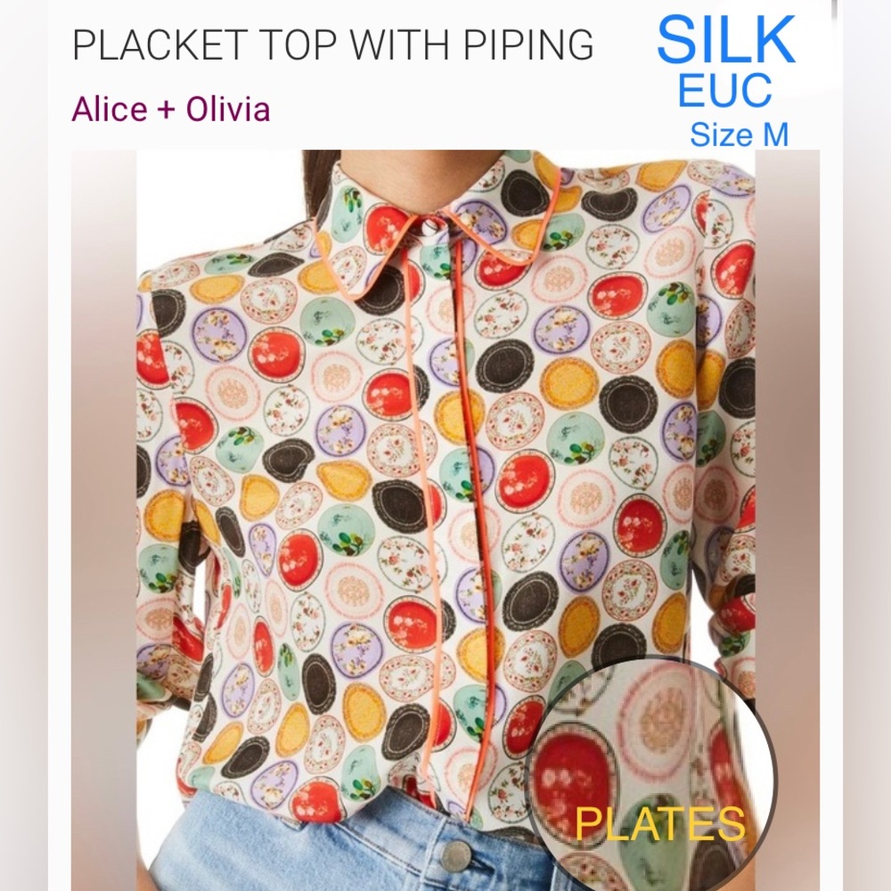 Alice + Olivia PLATES 🍽️🍽️SILK shirt plates